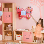 Butterfly Tonie Shelf for Toniebox - Pink Magnetic Tonies Wooden Floating Shelves, Cute Wall Shelf Storage for 20-32 Tonies F