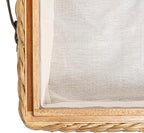 happimess BSK1006A 26.38" Chett Minimalist Hand-Woven Hyacinth/Wood Underbed Storage Bin with Wheels and Handles for Storage 