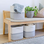 NaturalCozy Storage Cubes 11 Inch Cotton Rope Woven Baskets for Organizing, 3-Pack | Cube Storage Bin | Square Storage Basket