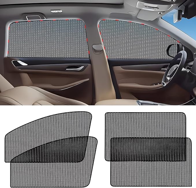 ZATOOTO Car Window Shades for Side Window Sun Shade for Car Window Magnetic Mesh Car Window Screen for Easy Installation Breathable UV Protection Universal for Most Car Perfect for Camping Travel Nap