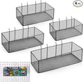 Norme 4 Pack Pegboard Baskets Set 4 Size Metal Wall Organizer Square Style Wire Pegboard Bins Wall Mount Peg Board Tool Organ