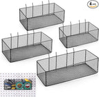 Norme 4 Pack Pegboard Baskets Set 4 Size Metal Wall Organizer Square Style Wire Pegboard Bins Wall Mount Peg Board Tool Organ