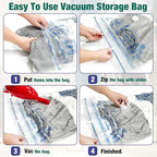 Vacuum Storage Bags, 10 Medium Space Saver Vacuum Seal Bags, Space Bags, Vacuum Sealer Bags for Clothes with Travel Hand Pump