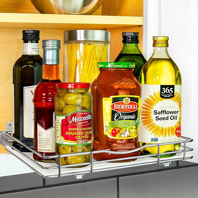 LYNK PROFESSIONAL® Pull Out Spice Organization for Cabinets - 12-3/8 inch Wide – Spice Rack for Inside Cabinets, Slide Out Sp