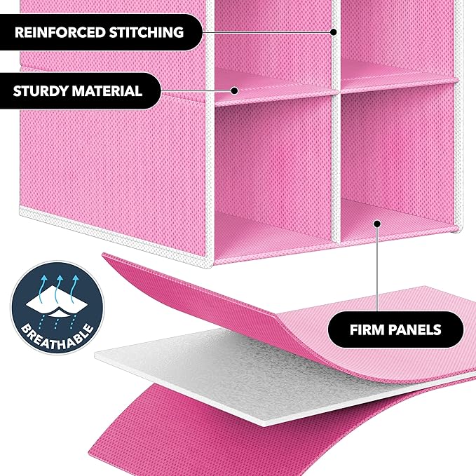 Simple Houseware 20 Section Shelves Hanging Shoes Organizer Holder for Closet, Pink