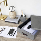 Bigso Oskar Canvas Fiberboard Document Letter Box - File Organizer Box for Important Paperwork - Document Storage with a Lid 