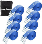 Cartman 1" x 12' Lashing Straps Cargo Tie-Down Strap Up to 600lbs, 8pk in Carry Bag, Blue
