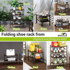 BMOSU 2-Tier Bamboo Small Shoe Rack Premium Stackable Shoe Shelf Storage Organizer for Hallway Closet Living Room Entryway Or