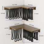Floating Bookshelves for Wall Set of 2 - Corner Floating Shelves for Books, Rubberwood Wall Mount Bookshelf, Unique Wall Book