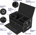 EPAuto Car Trunk Organizer with Adjustable Multi Compartment, Removal Lid and Securing Straps, Black