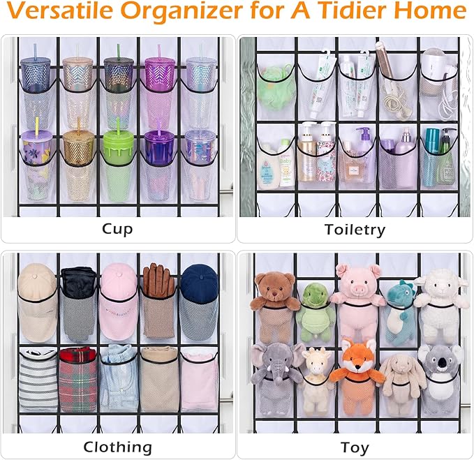 MISSLO 35 Large Pockets Over The Door Shoe Organizer Sturdy Oxford Fabric Hanging Shoe Rack for Door Mesh Closet Shoe Holder 