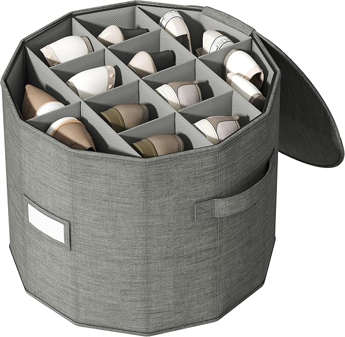 Vailando Shoe Organizer for Closet - Cylindrical Shoe Storage Organizer with Removable Dividers, Rectangular Compartment, Fol