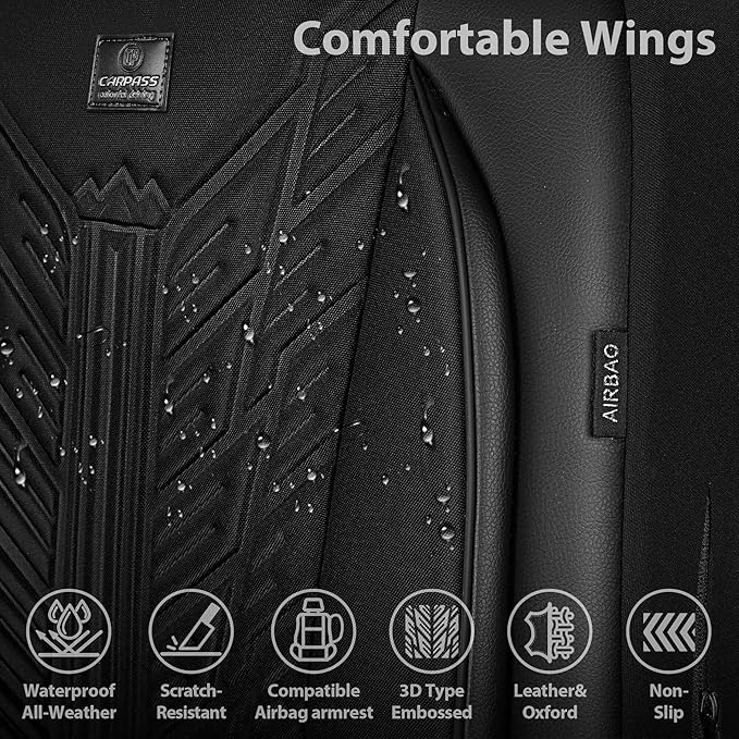 CAR PASS Leather Oxford Car Seat Covers Full Set,Heavy Duty Car Seat Covers Waterproof,Universal Fit for Trucks SUV Sedan Mos