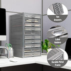 Mind Reader 10-Drawer Desk Organizer for Office Supplies, Crafts, Mail Sorting & More, Metal Mesh, 10.75"L x 14"W x 21.25"H, 