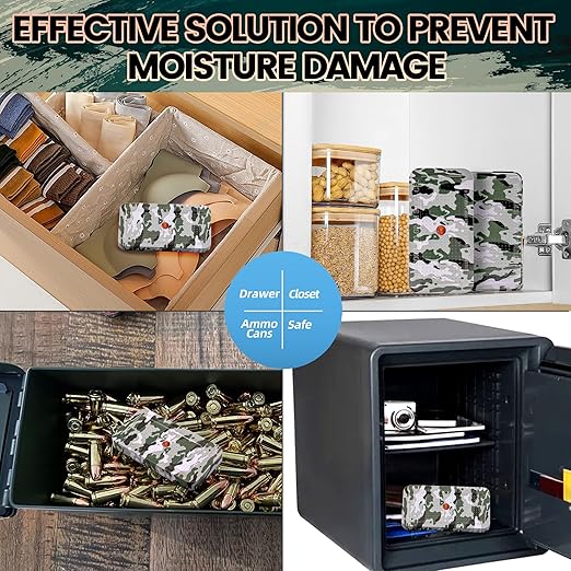 100 Gram Camouflage Gun Safe Dehumidifier Silica Gel Canister Rechargeable Dehumidifier Desiccant Reusable Indicating