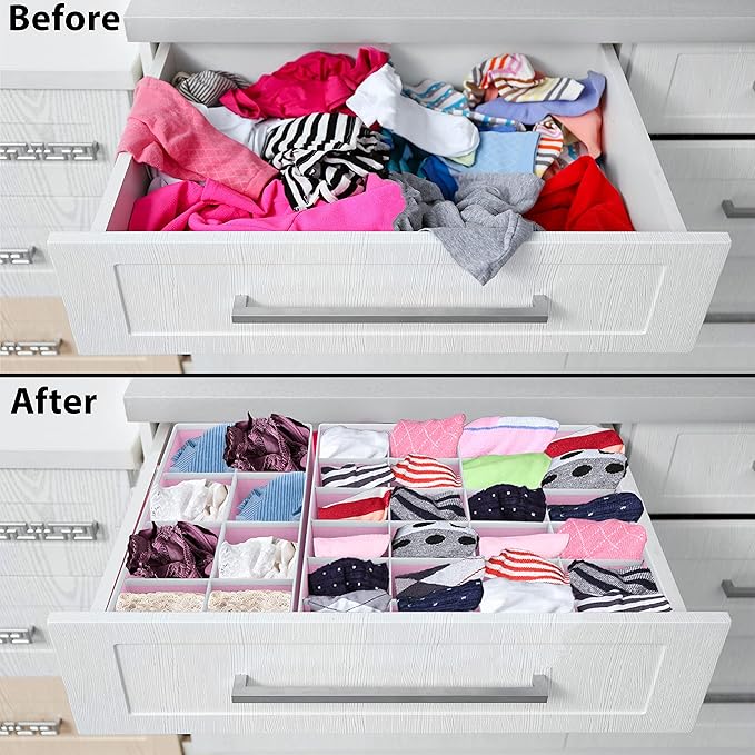Simple Houseware 4-Pack Drawer Organizer Set - Closet Dividers for Underwear, Socks, Bras, Scarves, Ties - Foldable Non-Woven
