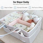 Lily Miles Baby Diaper Caddy - Organizer Tote Bag for Baby Girl Essentials - Baby Shower Basket - Nursery Must Haves - Regist