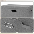 Graciadeco Large 17" 36 Quart Collapsible Stackable Storage Bins with Lids, 5 Packs Gray Foldable Fabric Closet Storage Boxes
