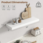 30 Inch Floating Shelves for Wall, 8 Inch Deep Floating Shelf for Storage & Display, Rustic Wall Mounted Shelf with Invisible