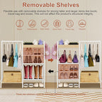 2-in-1 Shoe Rack for Closet with Purse Organizer, 5 Tier Shoes Shelf with Wooden Tray and Removable Shelves, Storage Organize