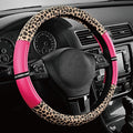 Road Comforts Leopard Steering Wheel Cover for Women, Cute Anti-Slip Microfiber Leather, Universal Fit 14.5-15 Inch Round Ste