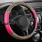 Road Comforts Leopard Steering Wheel Cover for Women, Cute Anti-Slip Microfiber Leather, Universal Fit 14.5-15 Inch Round Ste