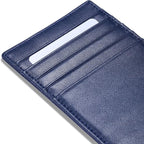 HISCOW Car Sun Visor Card Holder with Elastic Band Fastener - Italian Calfskin (Dark Blue)