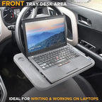 EcoNour 2 in 1 Car Steering Wheel Desk | Steering Wheel Tray for Laptop Car Mount with Pen Holder | Car Food Grey Tray for Eating with Drinks Holder | Multipurpose Travel Car Accessories