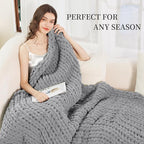 Admitrack Chunky Knit Blanket Throw, 100% Hand Knit Chenille Throw Blanket for Sofa & Home Decor, Soft and Cozy Knitted Throw