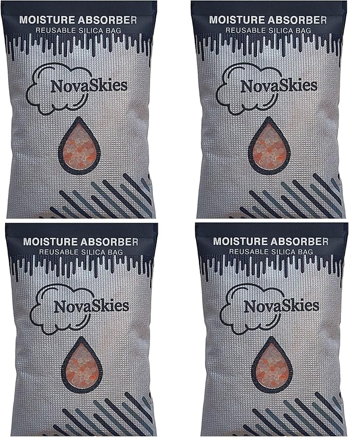 Premium Moisture Absorber Desiccants pack 200G x 4 Pack Orange Indicating Silica Gel Reusable Bags, Dehumidifer for Cars,