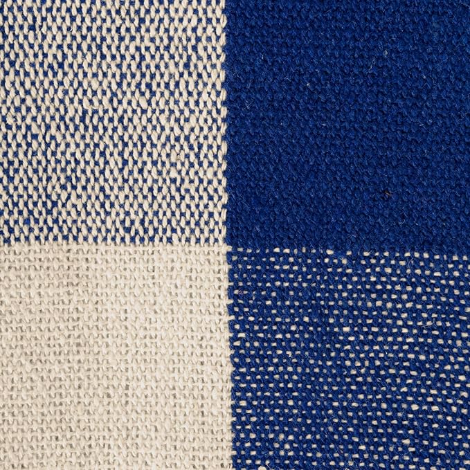 DII Buffalo Check Collection Rustic Farmhouse Throw Blanket with Tassles, 50x60, Navy/Off-White
