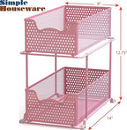 Simple Houseware 2 Tier Sliding Cabinet Basket Organizer Drawer, Pink