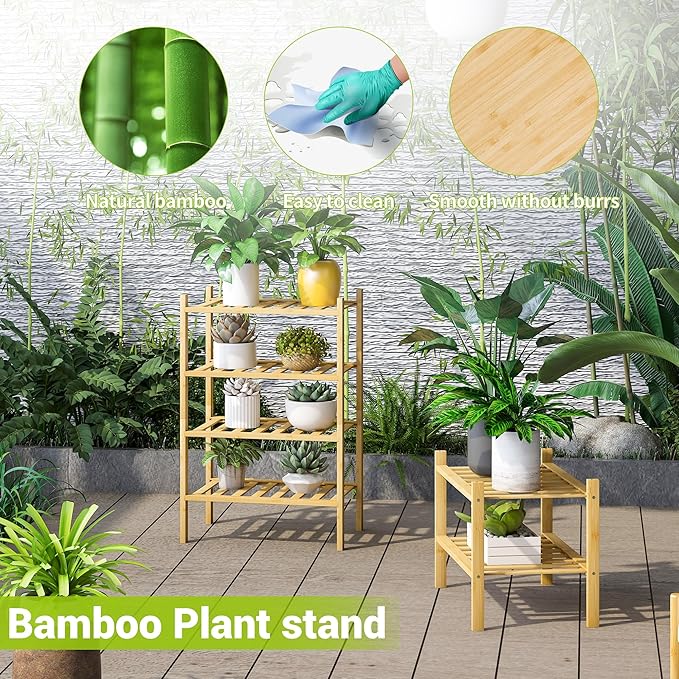BMOSU 4-Tier Bamboo Small Shoe Rack Premium Stackable Shoe Shelf Storage Organizer for Hallway Closet Living Room Entryway Or