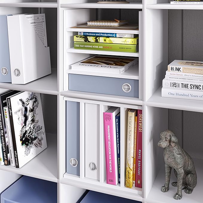 Ballucci 4-Tier Paper Sorter and File Organizer for Desk, Wood Mail Sorter, Fits into IKEA Kalax and ClosetMaid Cube Storage 
