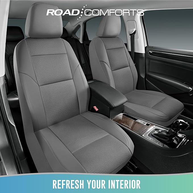 Road Comforts Front Leather Mesh Car Seat Cover - Breathable & Stylish, Airbag Compatible, Universal Fit for Cars, SUVs, Truc