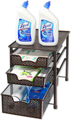 Simple Houseware Stackable 3 Tier Sliding Basket Organizer Drawer, Bronze