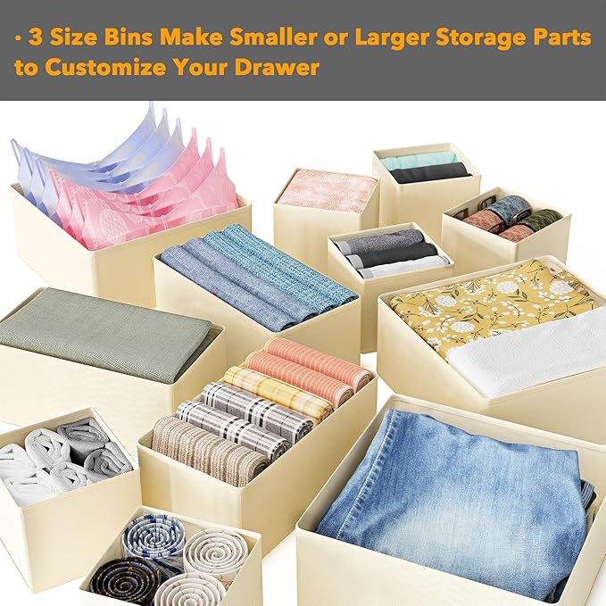 SpaceAid Drawer Organizer Clothes, 12 Pack Dresser Organizer Bins for Nursery, Closet Organization and Storage Dividers for C