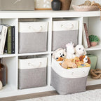 OrganiHaus 12x12 Cube Storage Bins 4 Pack, Foldable Cube Storage Organizer w/ Rope Handles, Collapsible Fabric Bins for Toys,