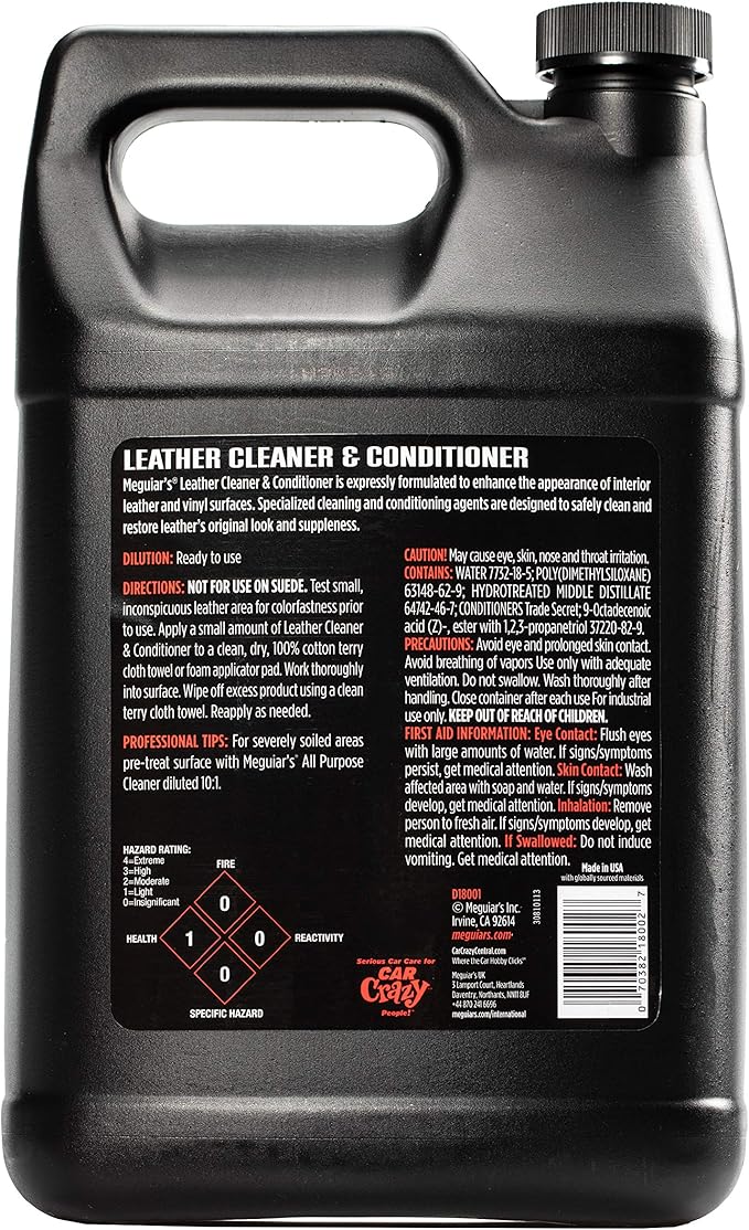 Meguiar's Professional Leather Cleaner & Conditioner D18001-1 Gallon Leather Cleaner & Conditioner Specifically Formulated fo