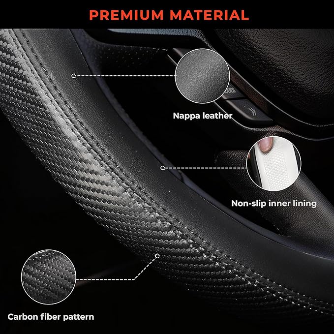 Steering Wheel Cover for Dodge Ram 1500 2500 3500 2012-2026, Fit 15.5-16" Wheels (Black)