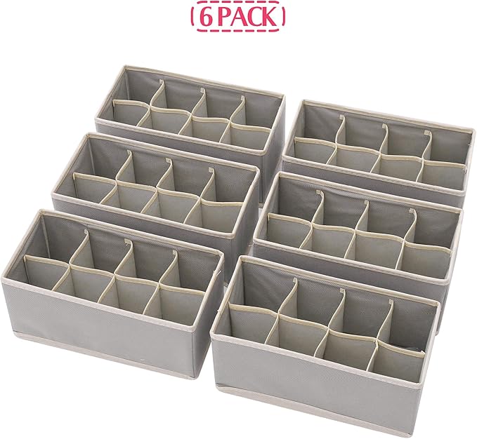 DIOMMELL Set of 6 Foldable Cloth Storage Box Closet Dresser Drawer Organizer Fabric Baskets Bins Containers Divider for Cloth