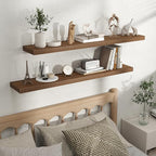 Fun Memories Rustic Wood Floating Shelves for Wall, Space-Saving Wall Mounted Shelves for Bathroom, Bedroom, Living Room and 