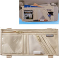 High Road Car Visor Organizer with Zippered Pockets, Sunglasses Sleeve and Clear Photo or Registration and Insurance Pocket - Heavy Duty Straps Fit Most Car, SUV and Truck Visors - Tan
