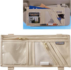 High Road Car Visor Organizer with Zippered Pockets, Sunglasses Sleeve and Clear Photo or Registration and Insurance Pocket - Heavy Duty Straps Fit Most Car, SUV and Truck Visors - Tan
