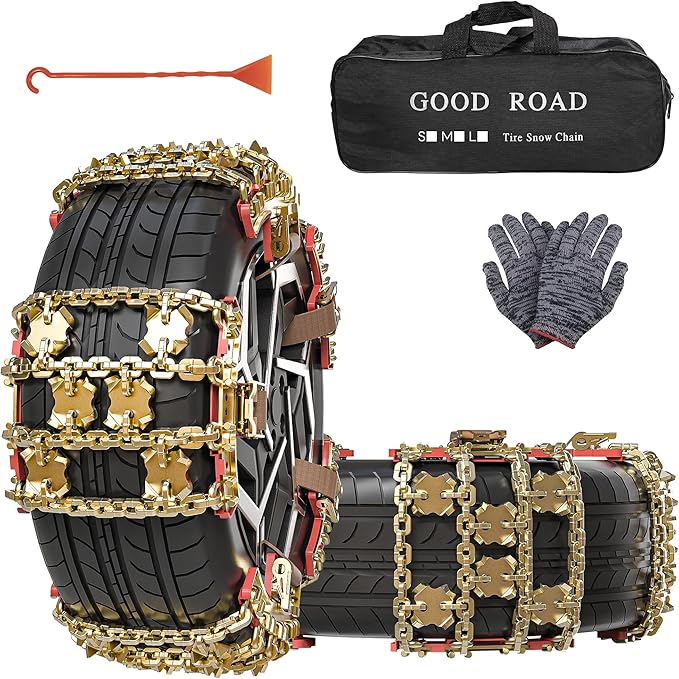 Tire Chains, Snow Chains, Anti-slip Tire Chains for Cars SUVs Pickup Trucks Adjustable Emergency Transaction Chains for Ice S