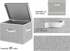 StorageWorks Fabric Storage Bins with Lid, Decorative Storage Boxes for Shelves, Stackable Closet Organizer Basket with Handl