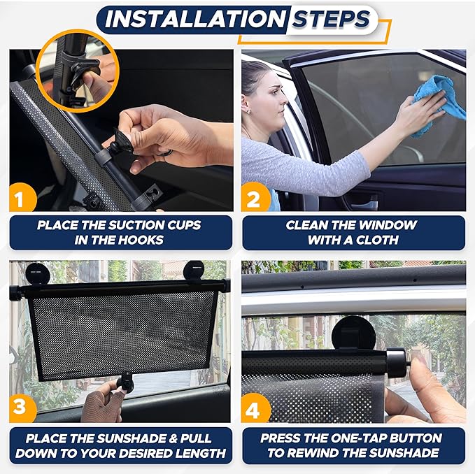 EcoNour Car Window Shades for Windows (2 Pack) | Shade Automotive Interior Sun Protection Large Offers Complete from UV Rays and Glare 18" x 20"