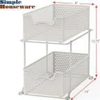 Simple Houseware 2 Tier Sliding Cabinet Basket Organizer Drawer, White
