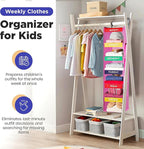 Handy Laundry Hanging Clothes Organizer for Kids - 6-Shelf Closet Daily Clothing Organization Labeled Shelves with Days of Th