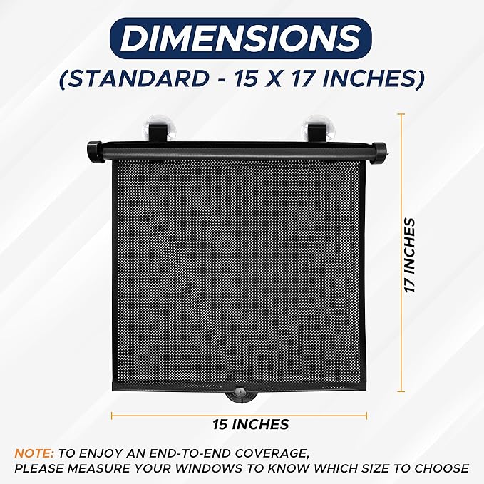 EcoNour Car Window Shades for Baby (2 Pack) - Upgraded | Shades for Side Window | Comes with Enhanced Suction Cups & Large Clips for Durability | Baby Car Accessories (15" x 17")